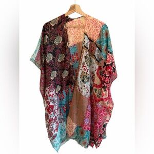 Unbranded Colorful Patchwork Kimono Swim Beach Cover-up One Size